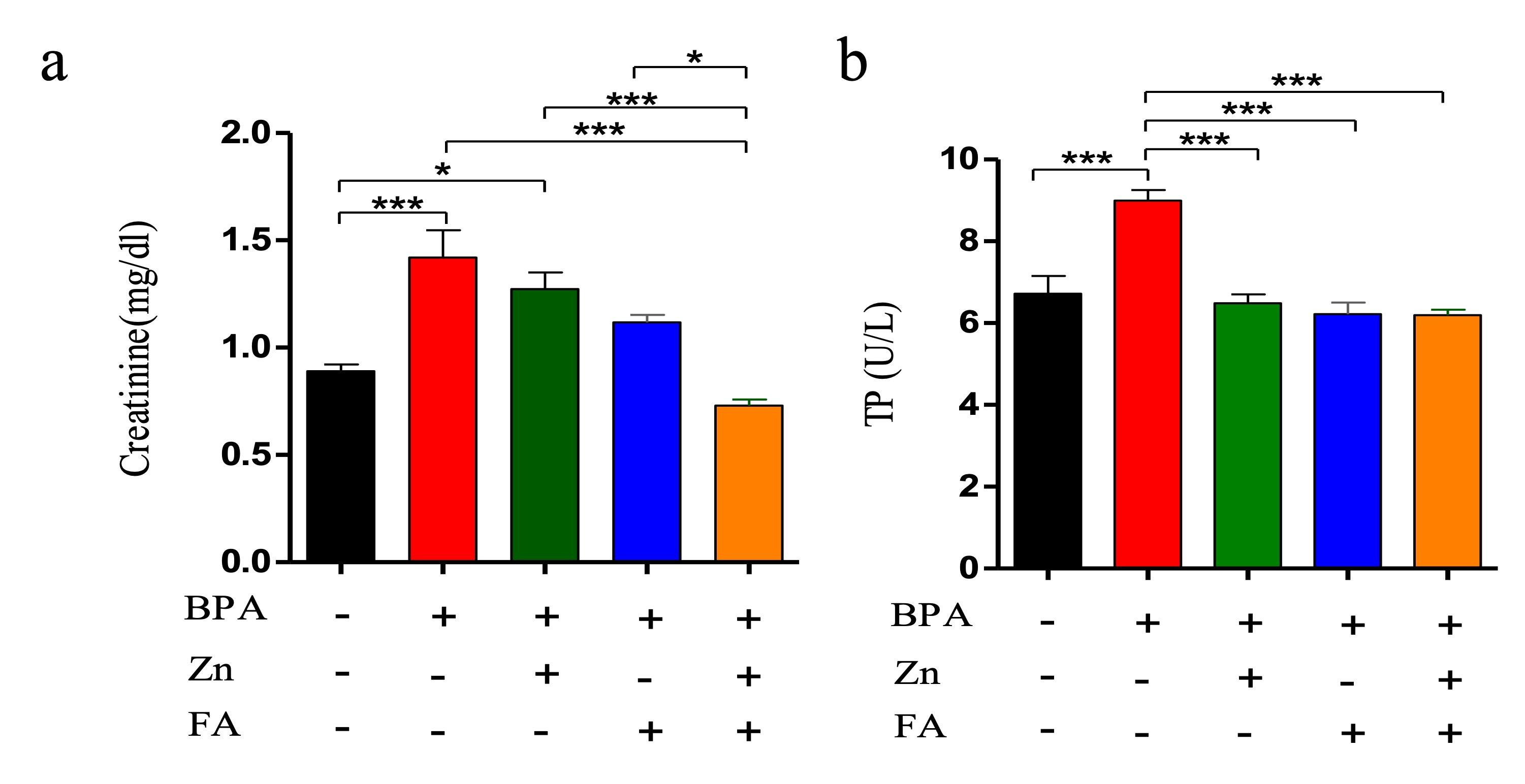 Restoration of hepatorenal dysfunction and injury by zinc and  folic acid combination in bisphenol A-intoxicated mice